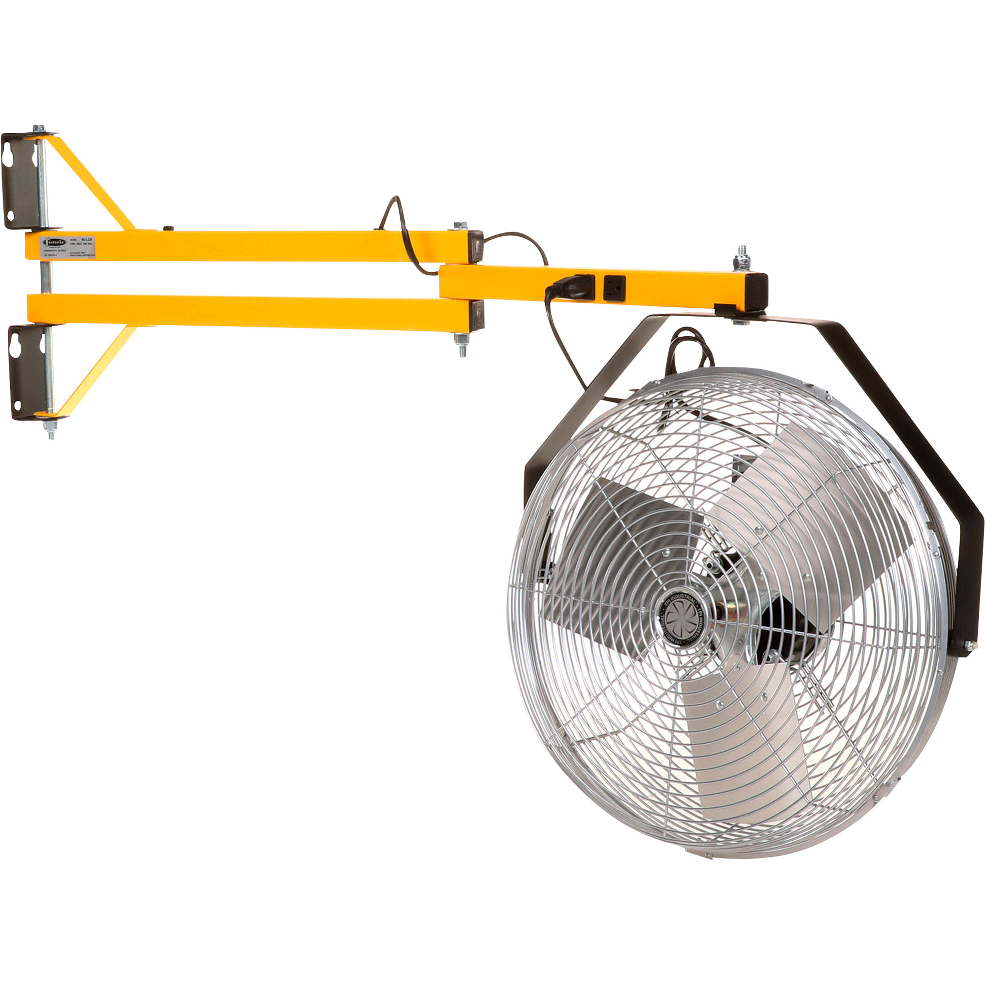 TPI High-Velocity Wall-Mount Fan - 18in. Diameter, 60in. Pivot Arm, 2900 CFM, 3 Speeds, Model# 60-LDF-TE